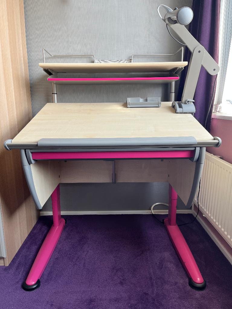 Buro (verstelbaar) met bijpassend ladeblok van MOLL, Gebruikt, Verzenden, Hout, 85 cm