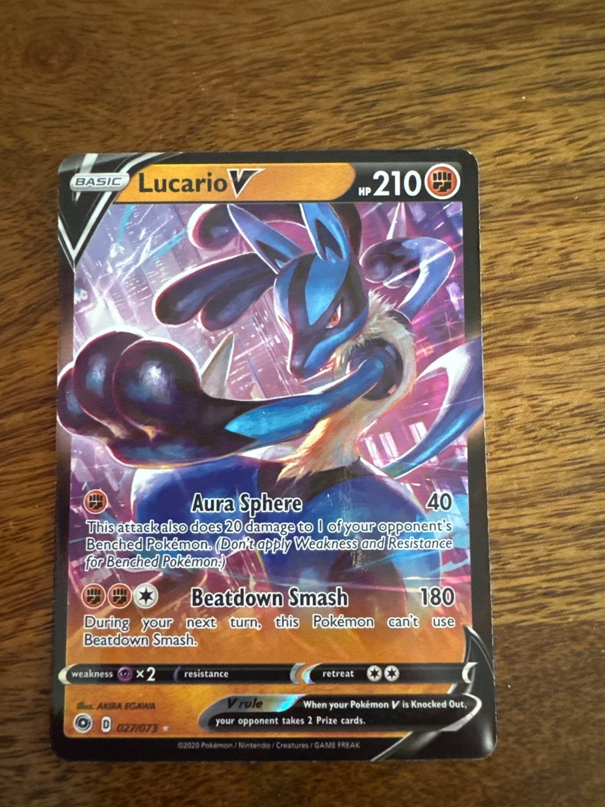 Pokémon Kaart Lucario V (027/073) - Zo goed als nieuw, Hobby en Vrije tijd, Verzamelkaartspellen | Pokémon, Ophalen of Verzenden