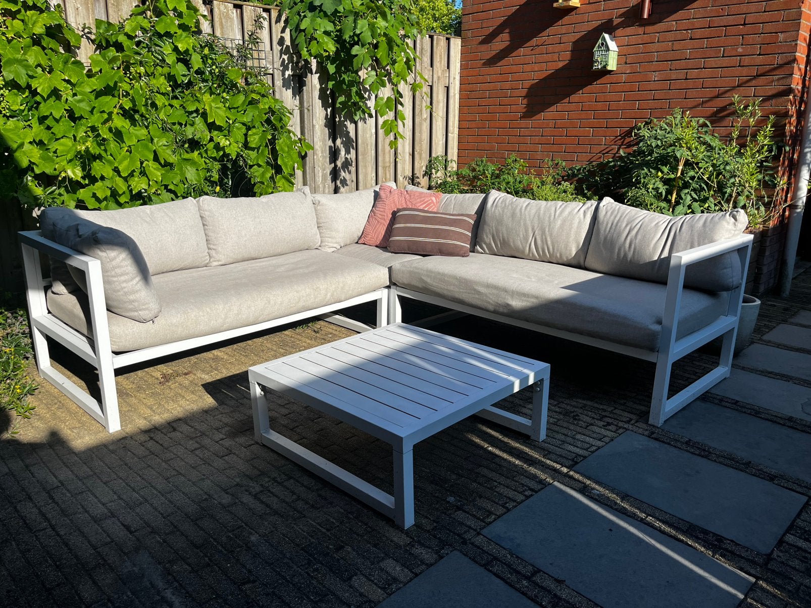 Loungeset, hoekbank, Ophalen, Gebruikt, Aluminium, 8 zitplaatsen