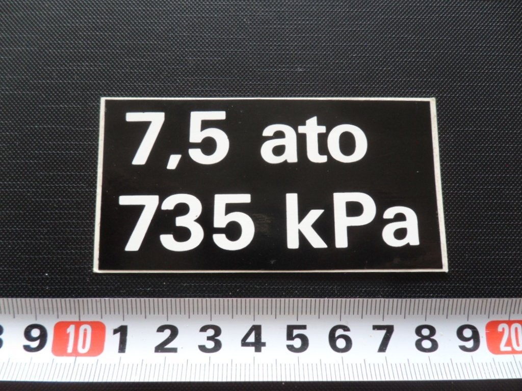 sticker 7,5 ato  735 kPa, Ophalen, Zo goed als nieuw