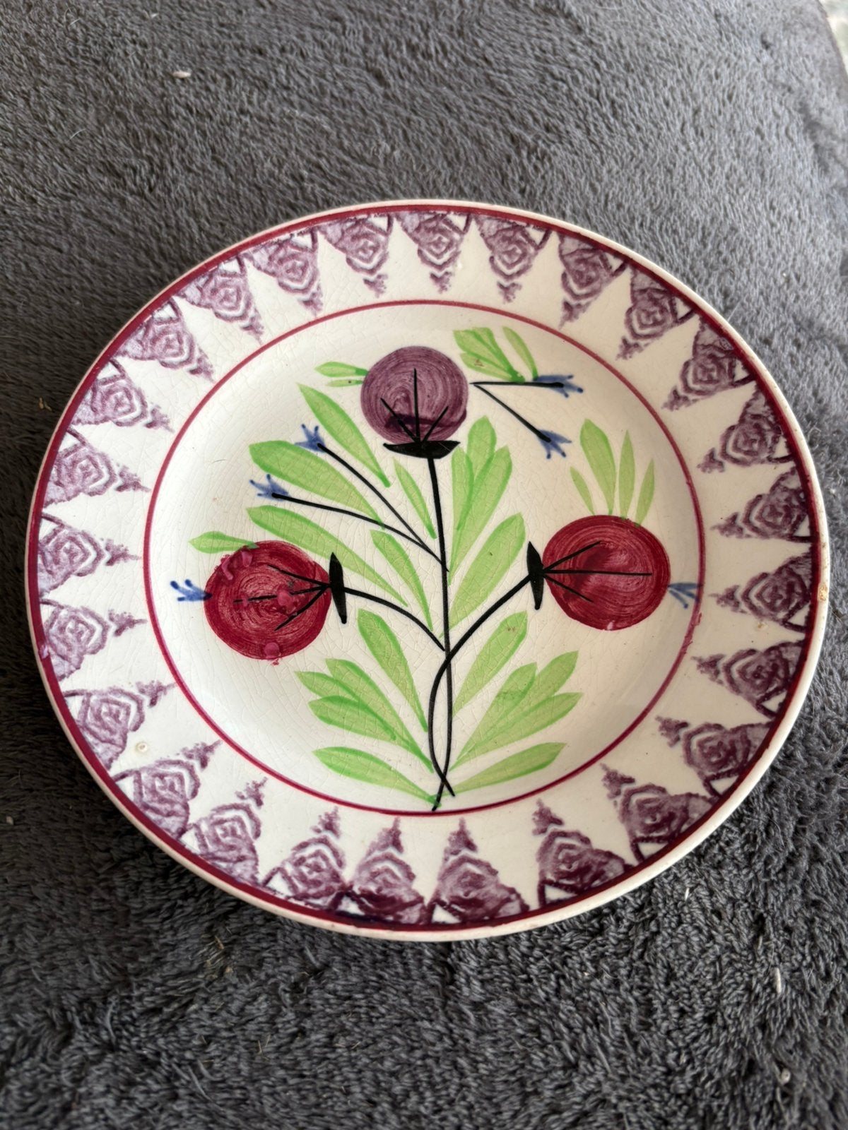 Antiek boerenbont bordje 1899 ontwerp 158 petrus regout 18cm, Div, Ophalen of Verzenden, Zo goed als nieuw, Div