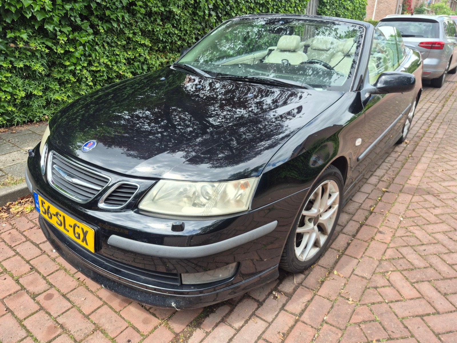 Saab 9-3 2.0 Turbo Aero Cabrio M6 2004 Zwart, Auto's, Saab, Particulier, Saab 9-3, Benzine, E, Cabriolet, Handgeschakeld, Geïmporteerd