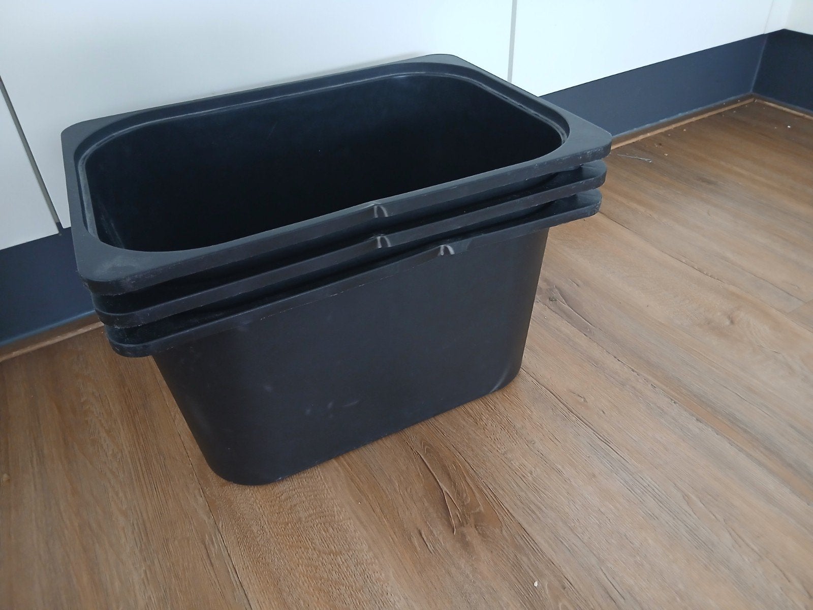 Set van 3 zwarte Ikea  kunststof bakken, Ophalen, Kunststof, Gebruikt, Overige typen