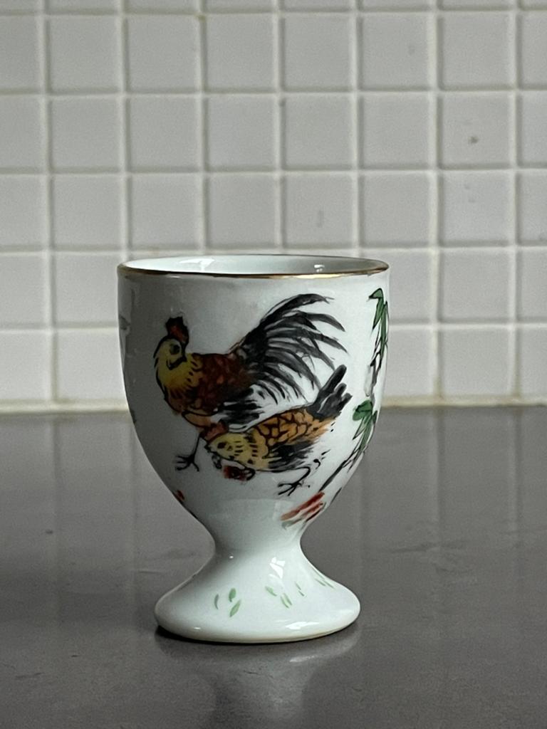 Vintage Eierdopje met Haan en Kip Decoratie, Ophalen of Verzenden
