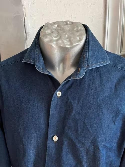 Cavallaro Napoli jeans overhemd maat 40, Ophalen of Verzenden, Zo goed als nieuw, Blauw, Halswijdte 39/40 (M)