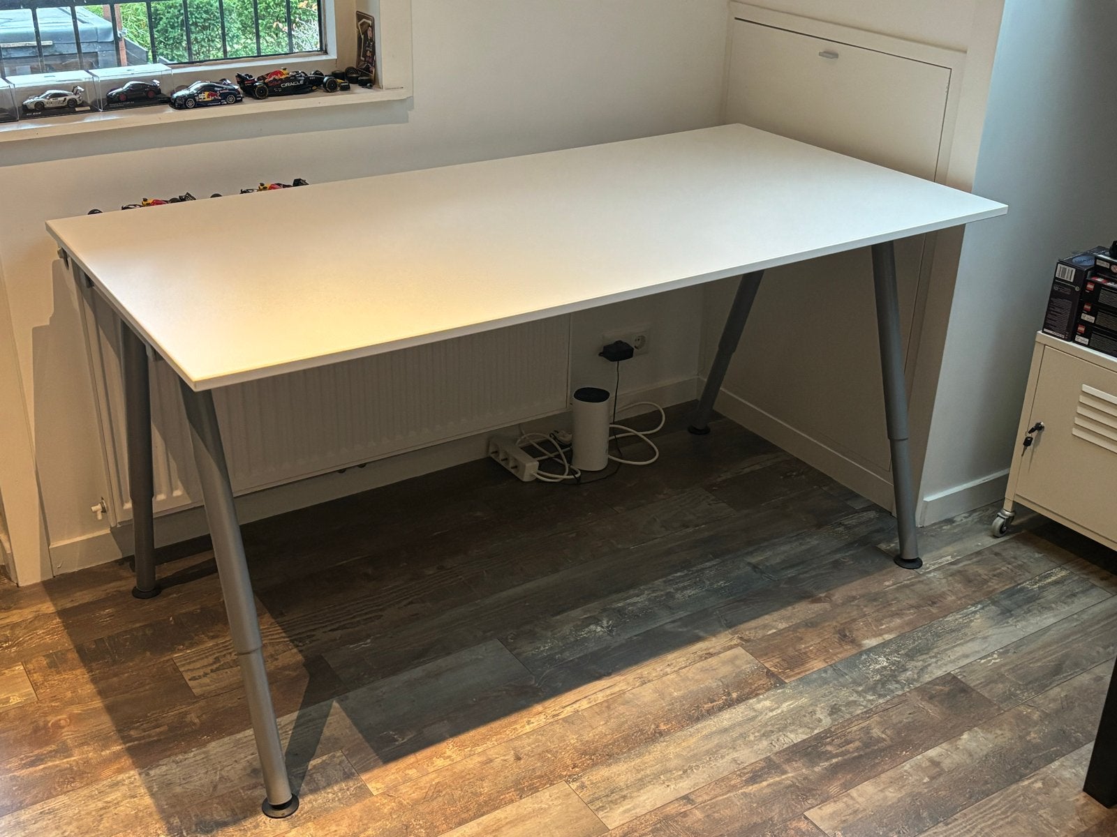 IKEA Galant Bureau - Wit, 160x80 cm, Ophalen, Gebruikt, Spaanplaat of MDF, In hoogte verstelbaar