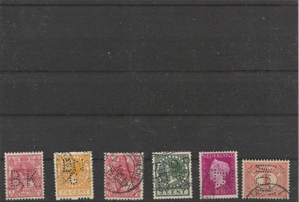 6 Perfins (MP201), Verzenden, T/m 1940, Gestempeld