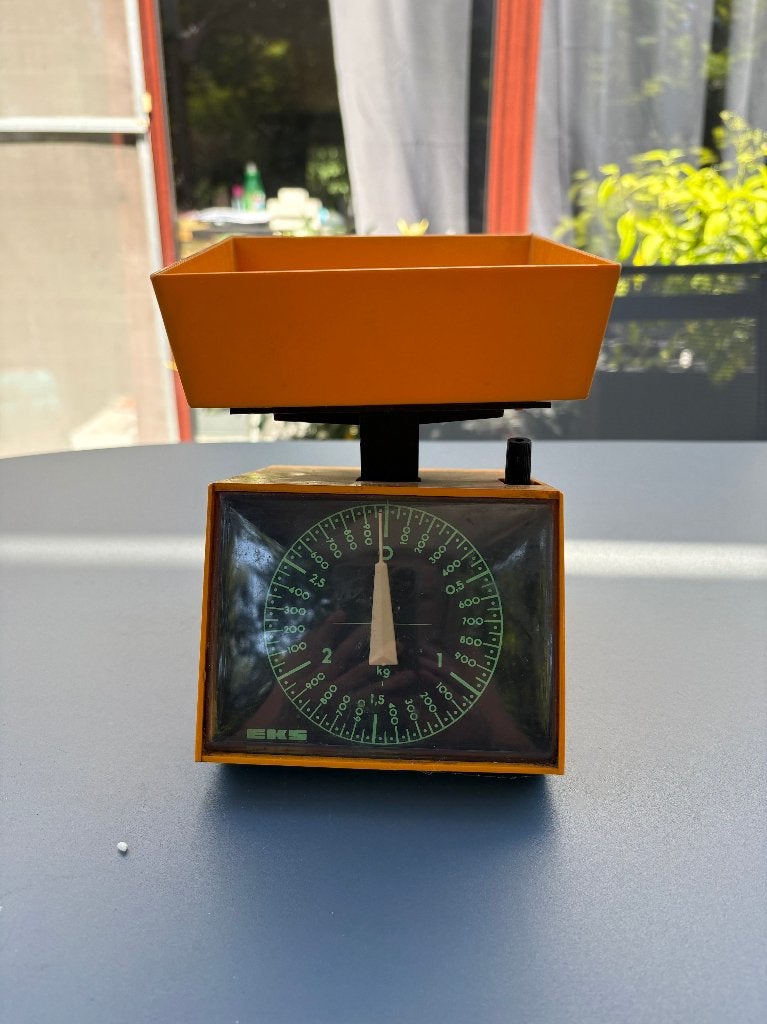 Vintage EKS Keukenweegschaal – Space Age Oranje, Antiek en Kunst, Ophalen of Verzenden