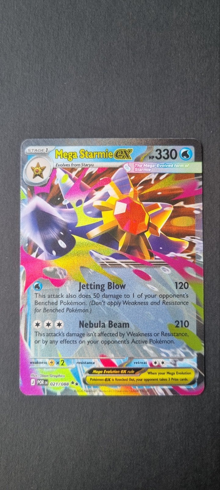 Mega Starmie EX POR 021/088, Ophalen of Verzenden, Zo goed als nieuw, Losse kaart, Foil