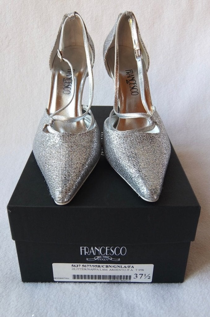 Francesco designer pumps zilverkleurig glitter maat 37 / 38, Francesco, Pumps, Overige kleuren, Ophalen of Verzenden