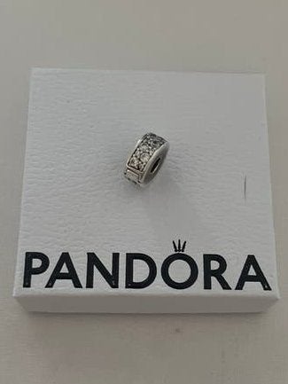 Pandora Clip Bedel met Strass, Pandora, Ophalen of Verzenden, Zo goed als nieuw, 1 bedel
