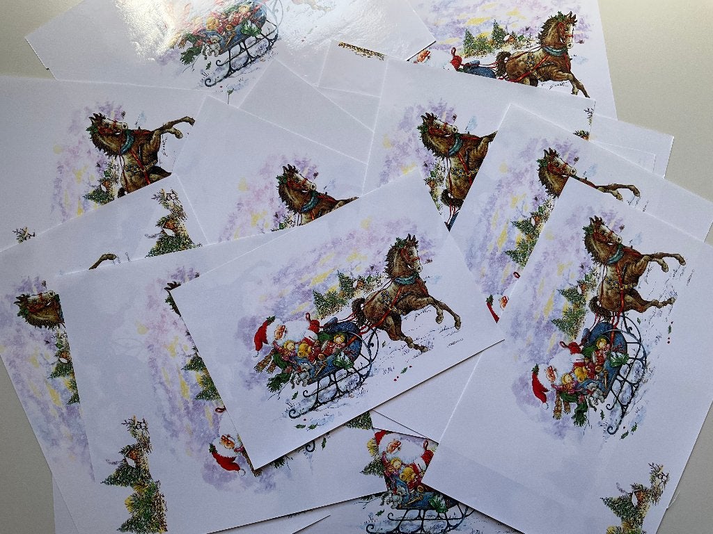 kaarten maken - 3D knippen -  16x afbeelding kerstman/paard, Hobby en Vrije tijd, Ophalen of Verzenden, Zo goed als nieuw, Kerst