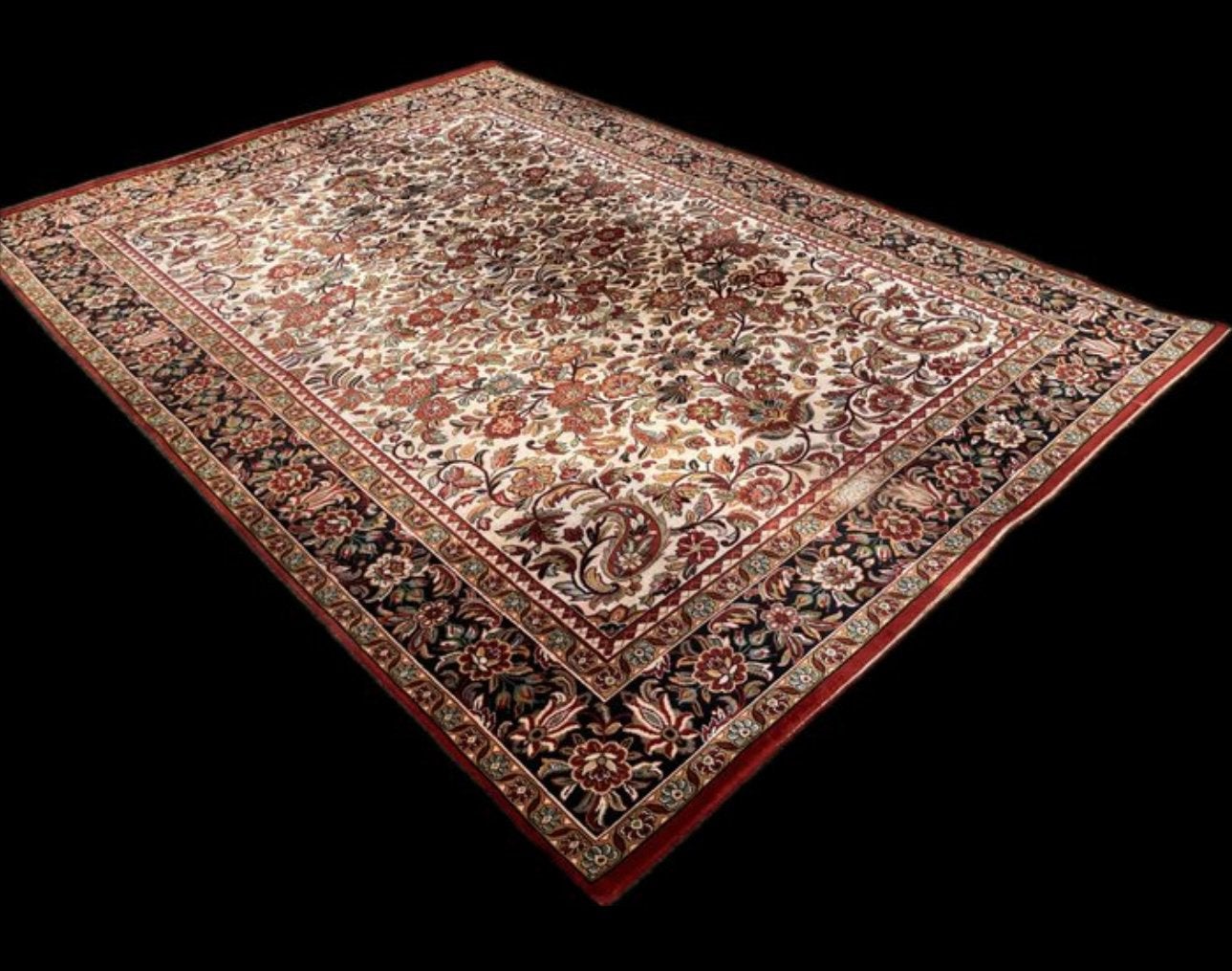 Groot Vintage Isfahan Tapijt – Wol op katoen – 338 x 230 cm, Ophalen of Verzenden, Zo goed als nieuw, Rechthoekig, 200 cm of meer