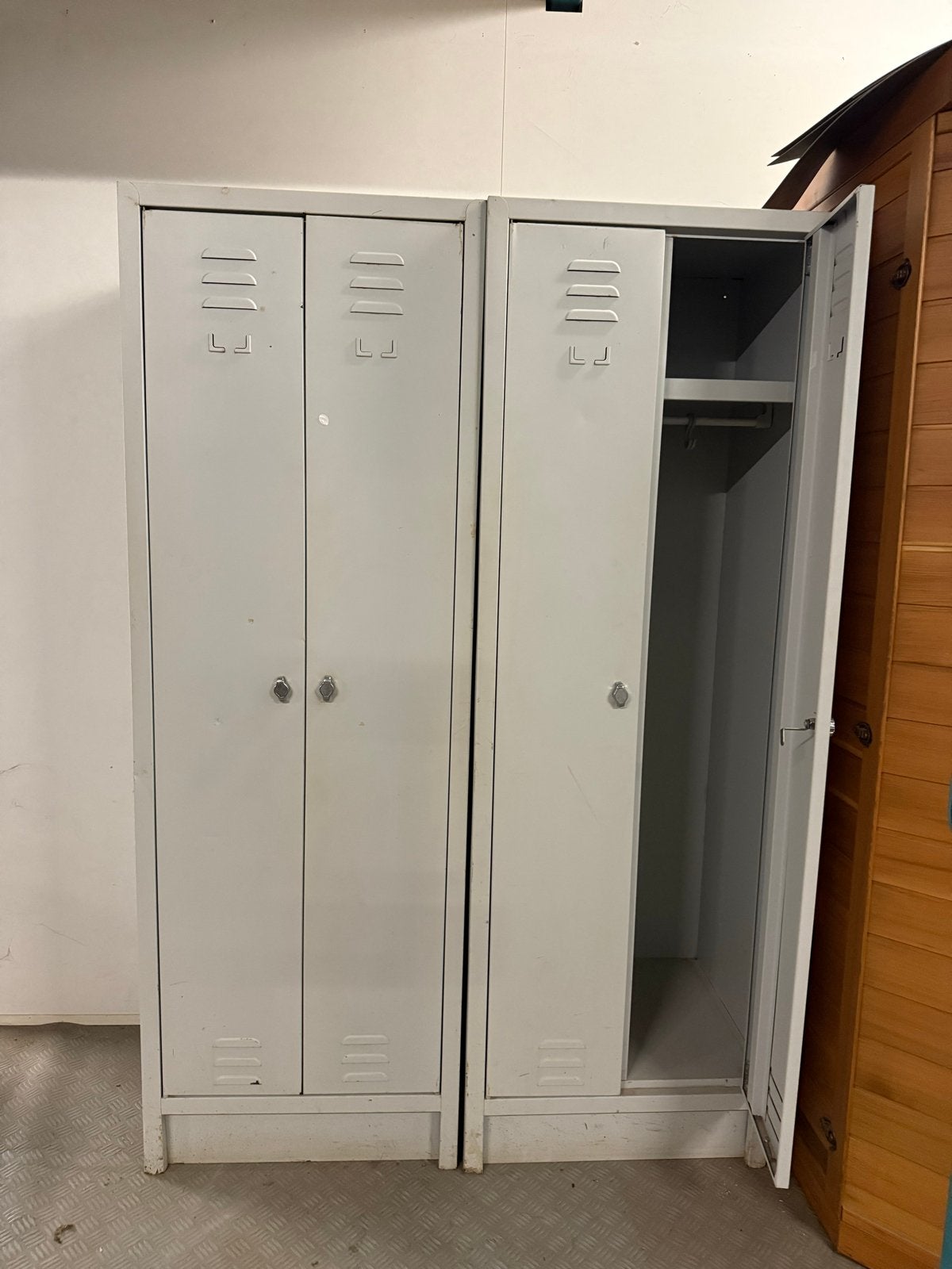 Metalen locker kast - Grijs, Ophalen, Gebruikt, 50 tot 100 cm, Metaal