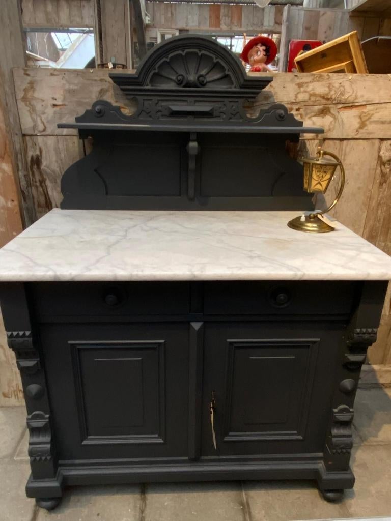 Brocante kast commode met marmer plaat, Ophalen