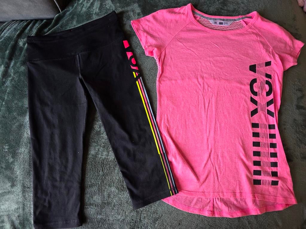 Victoria's Secret Sport Set: Shirt & Legging met Zakje, Kleding | Dames, Sportkleding, Zo goed als nieuw, Fitness of Aerobics