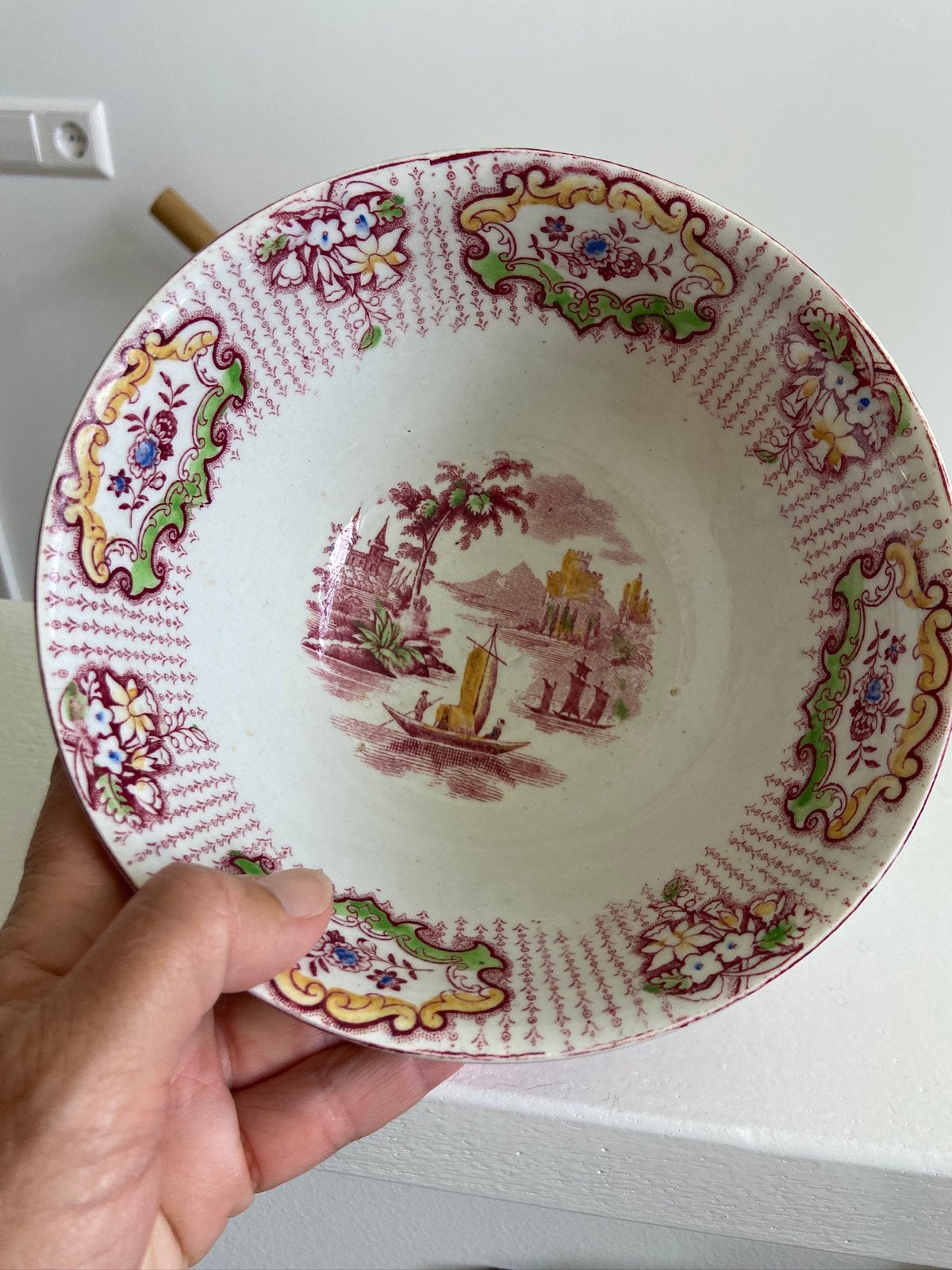 Antieke kom kastkom lijkt decor Fancy Regout chinees gaaf, Antiek en Kunst, Ophalen of Verzenden