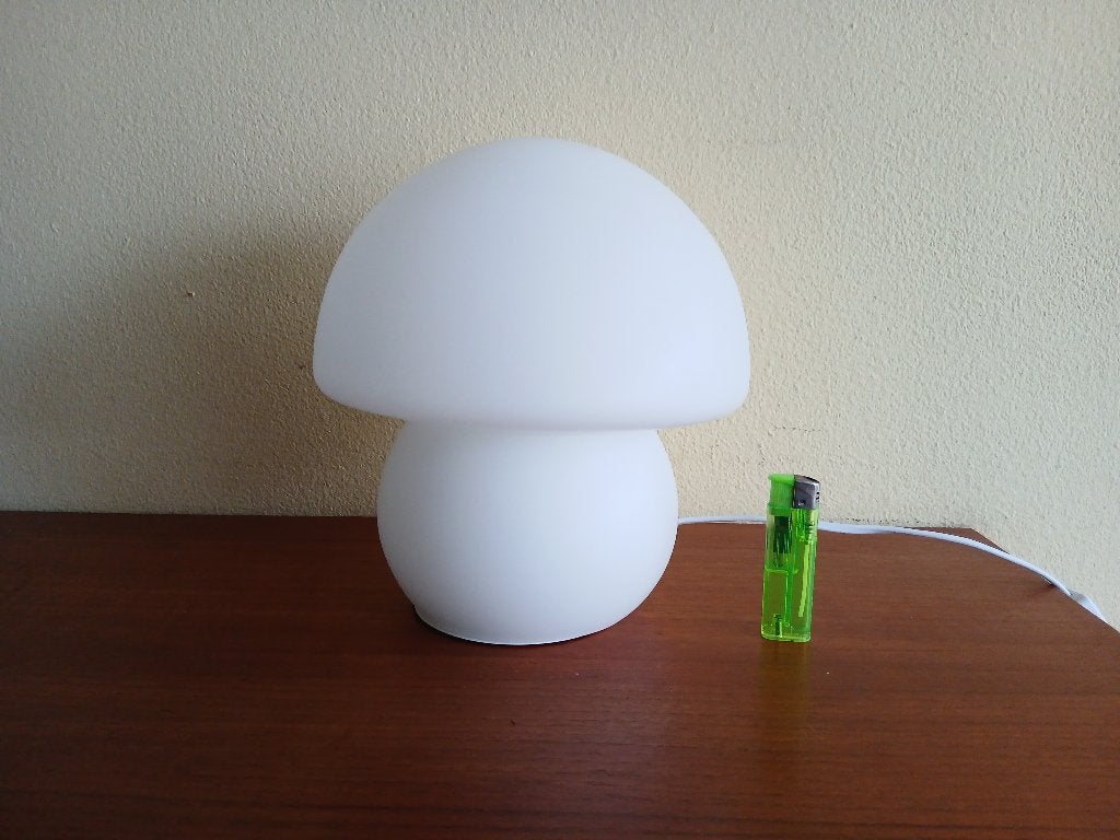 Mushroom Tafellamp Melkglas 24 cm, Ophalen, Met schakelaar, Gebruikt, 24 cm