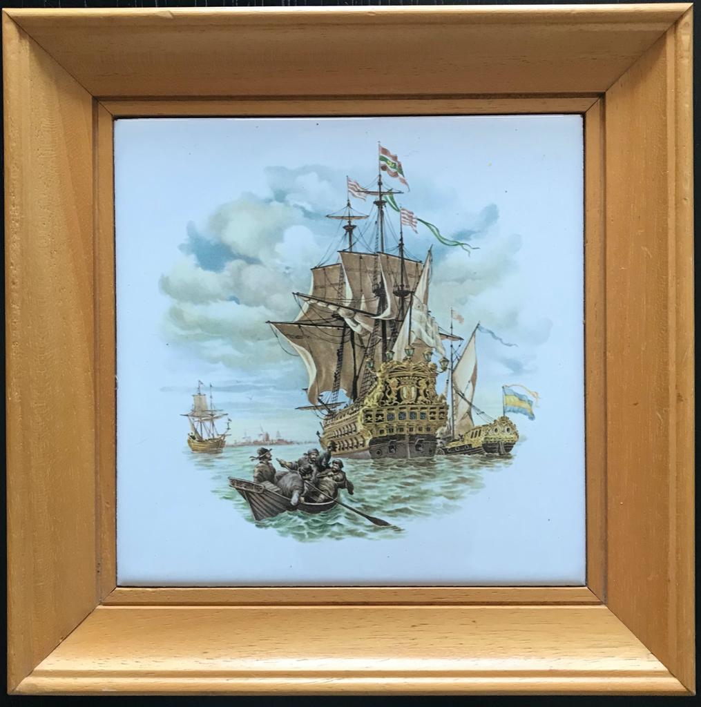 Tegel Zeilschip – polychroom - 1 x 1 tegel [2 x], Ophalen of Verzenden