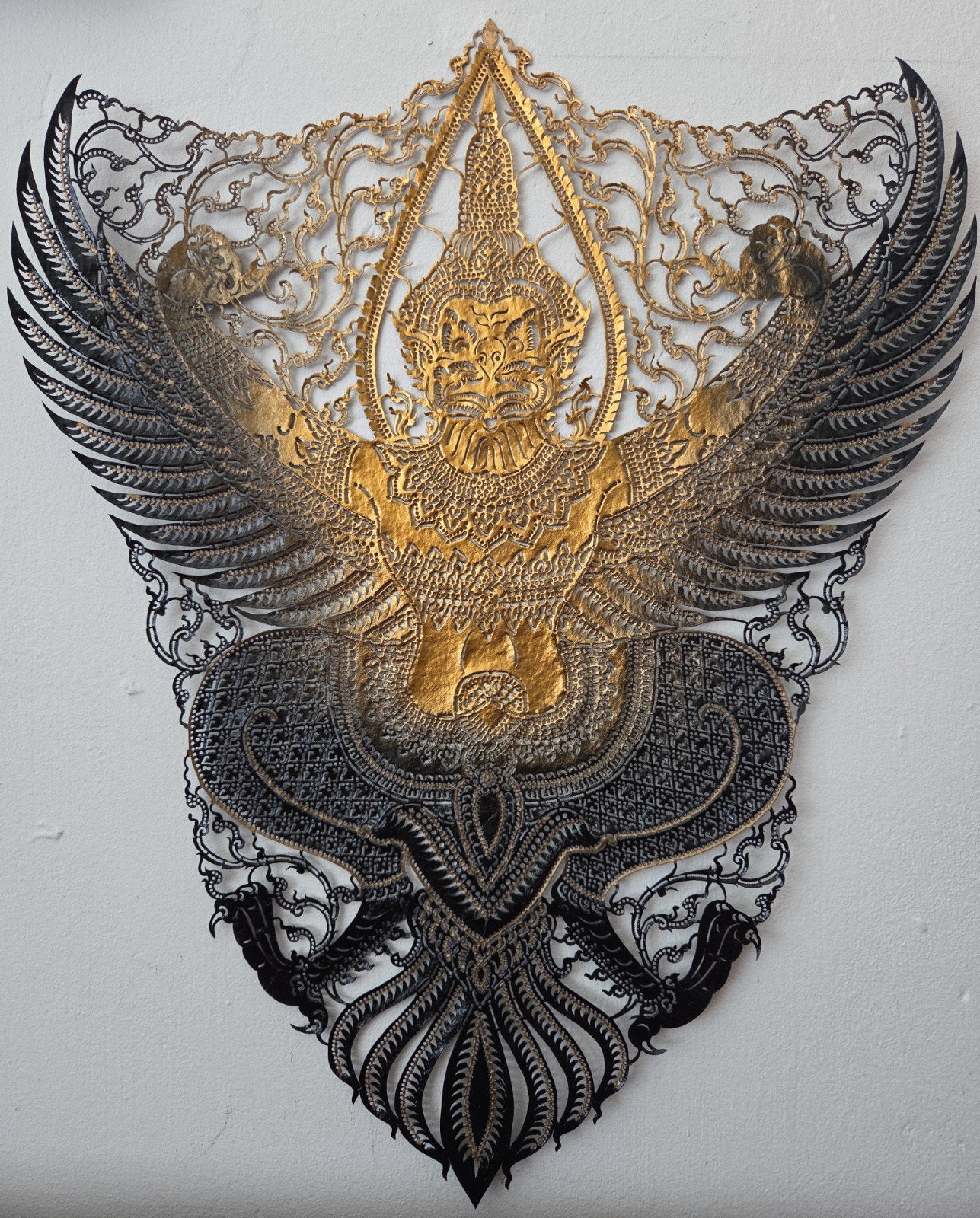 3 thaise hand uitgesneden leren symbolen garuda, boedha's, Verzamelen, Ophalen of Verzenden