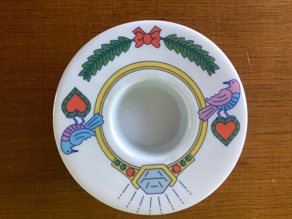 Vintage Arzberg waxinelichthouder – duif, hart en diamant., Ophalen of Verzenden, Huis en Inrichting