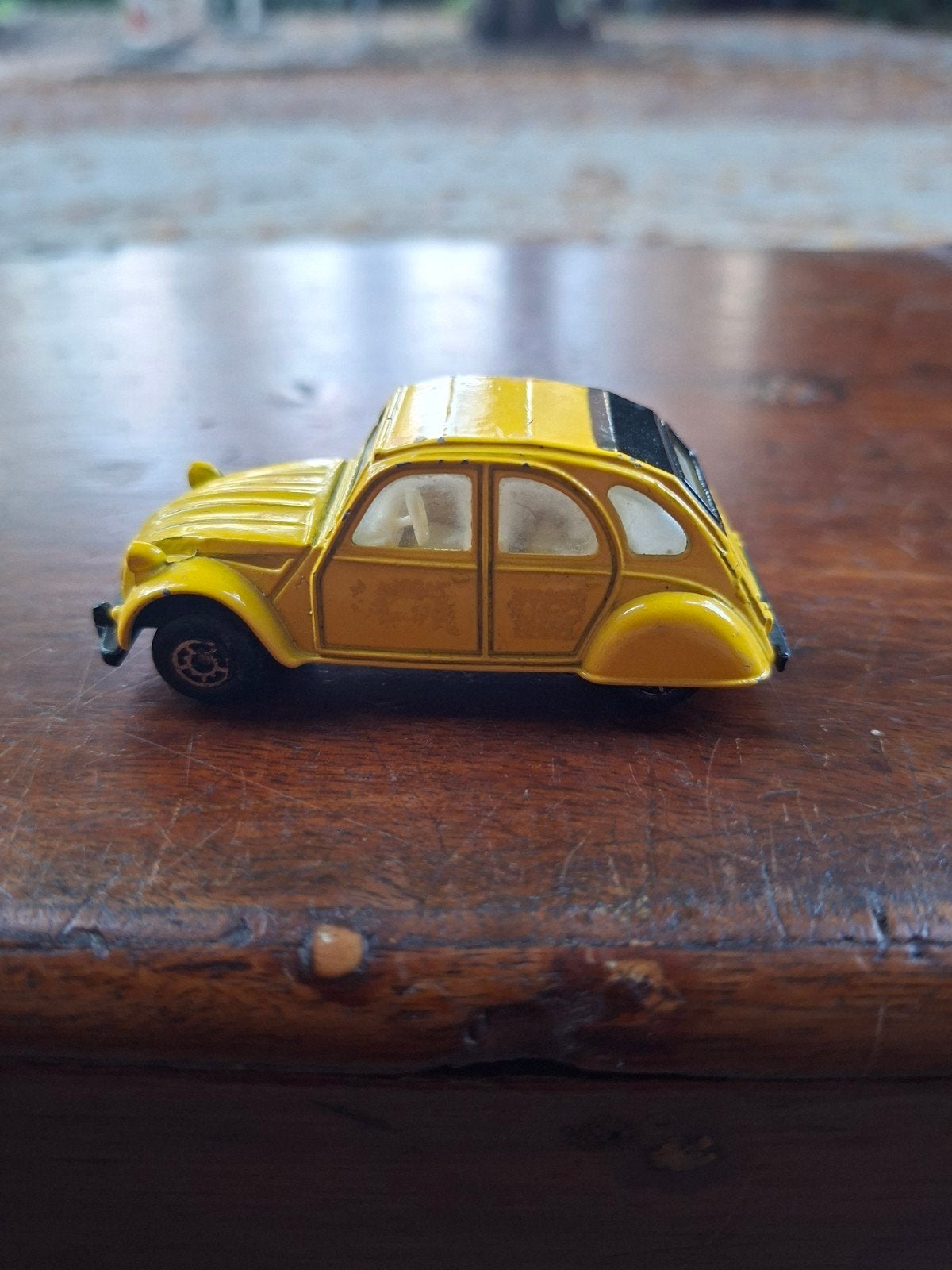 Gele Citroën 2CV modelauto - Edocar 1989, Ophalen of Verzenden, Gebruikt, Auto