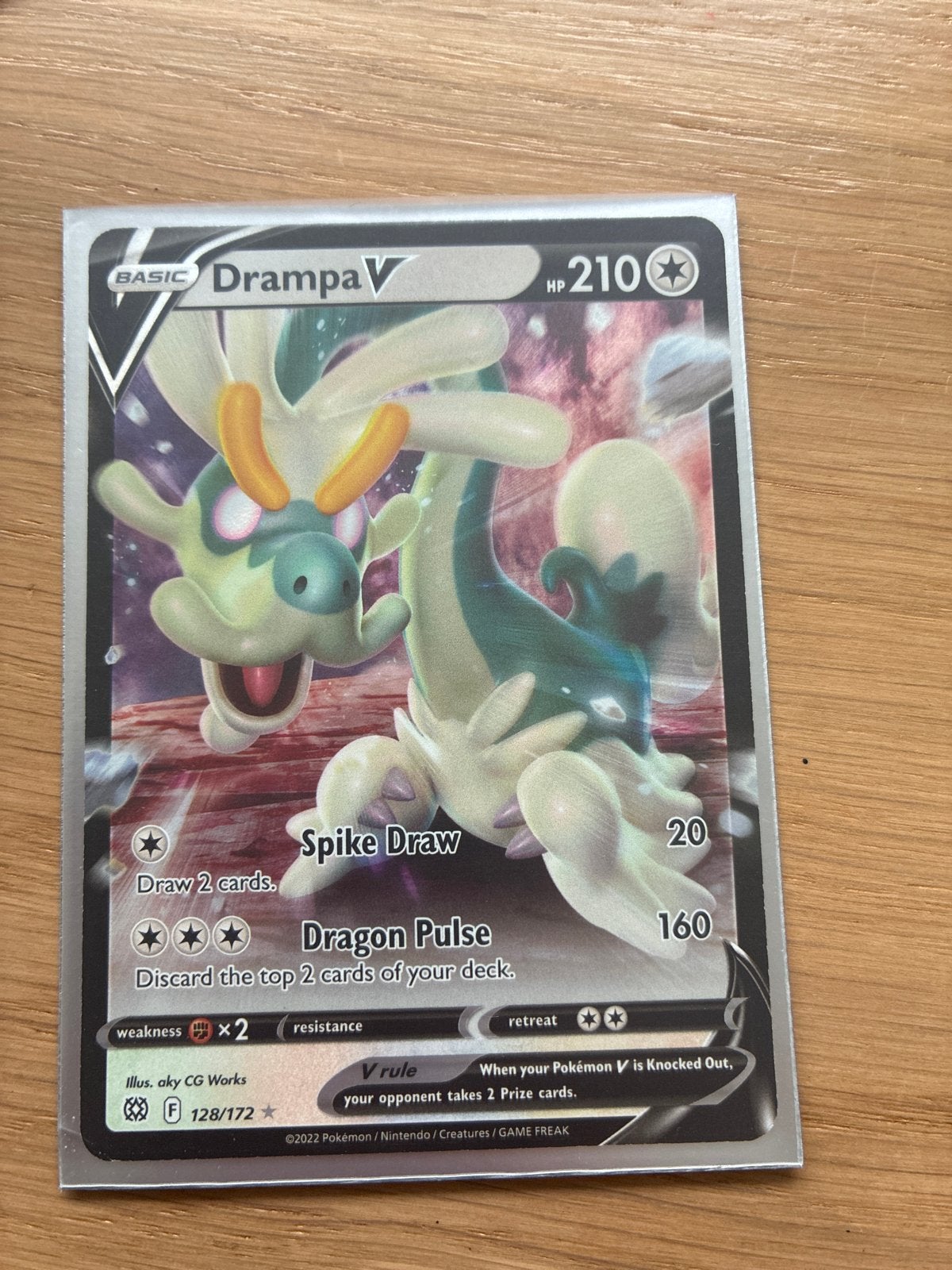 Drampa V Pokémon Kaart 128/172 - Basic HP 210, Ophalen of Verzenden, Zo goed als nieuw, Losse kaart