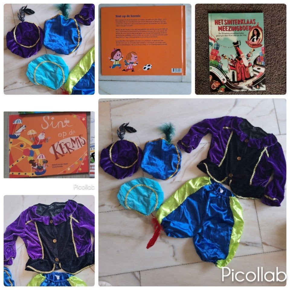 Sinterklaas kleding  98 104  en boeken set, Ophalen of Verzenden, Gebruikt