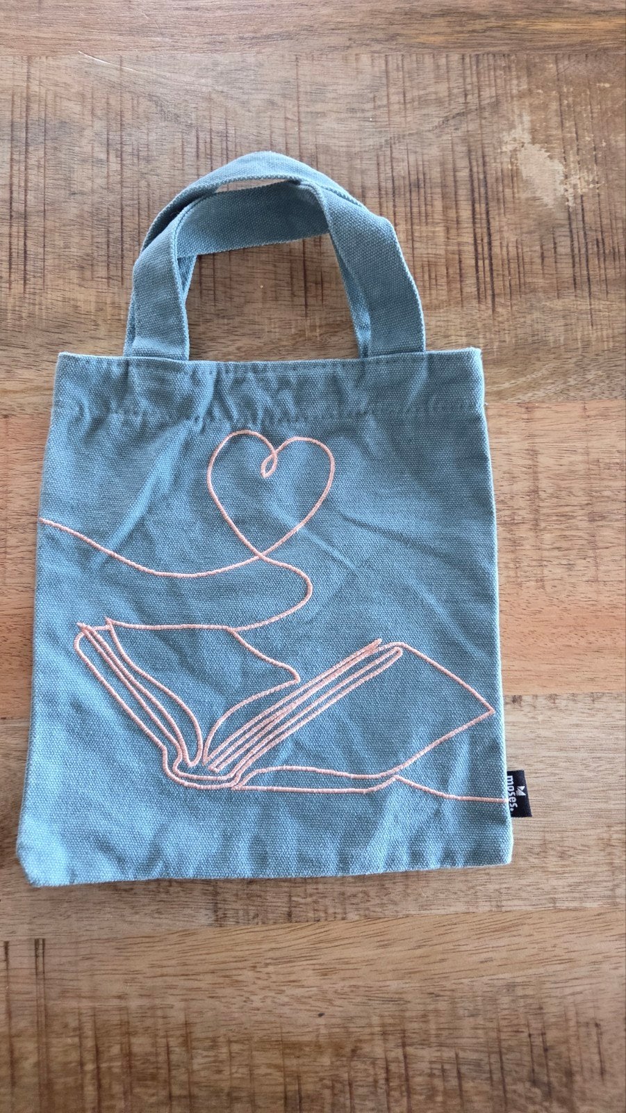 Moses Handtas Libri-x Boekenliefde 20 X 24 Cm Katoen Turquoi, Ophalen of Verzenden, Nieuw, Blauw, Handtas