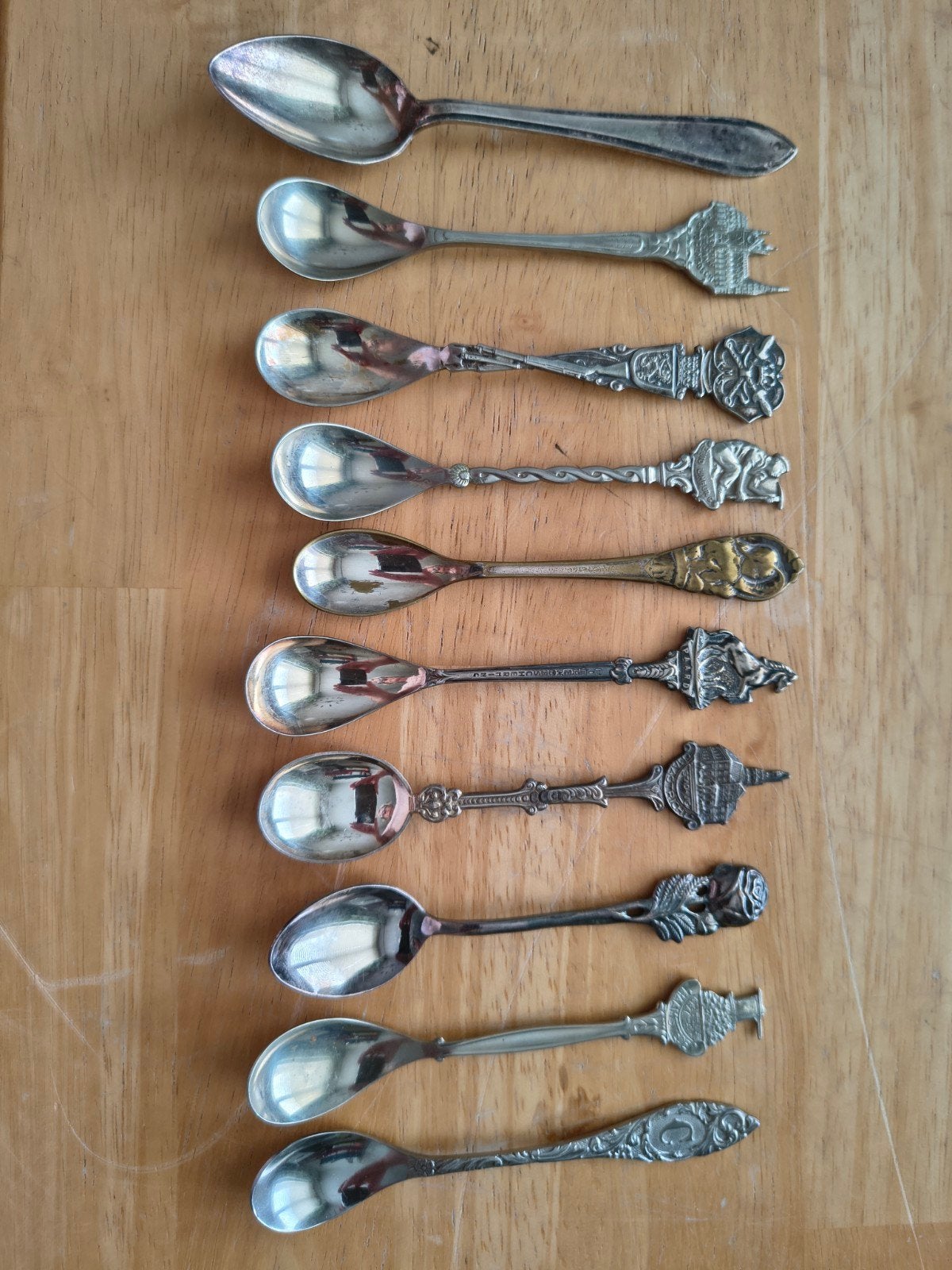 10 verzilverde theelepeltjes, souvenier lepeltjes, Ophalen of Verzenden