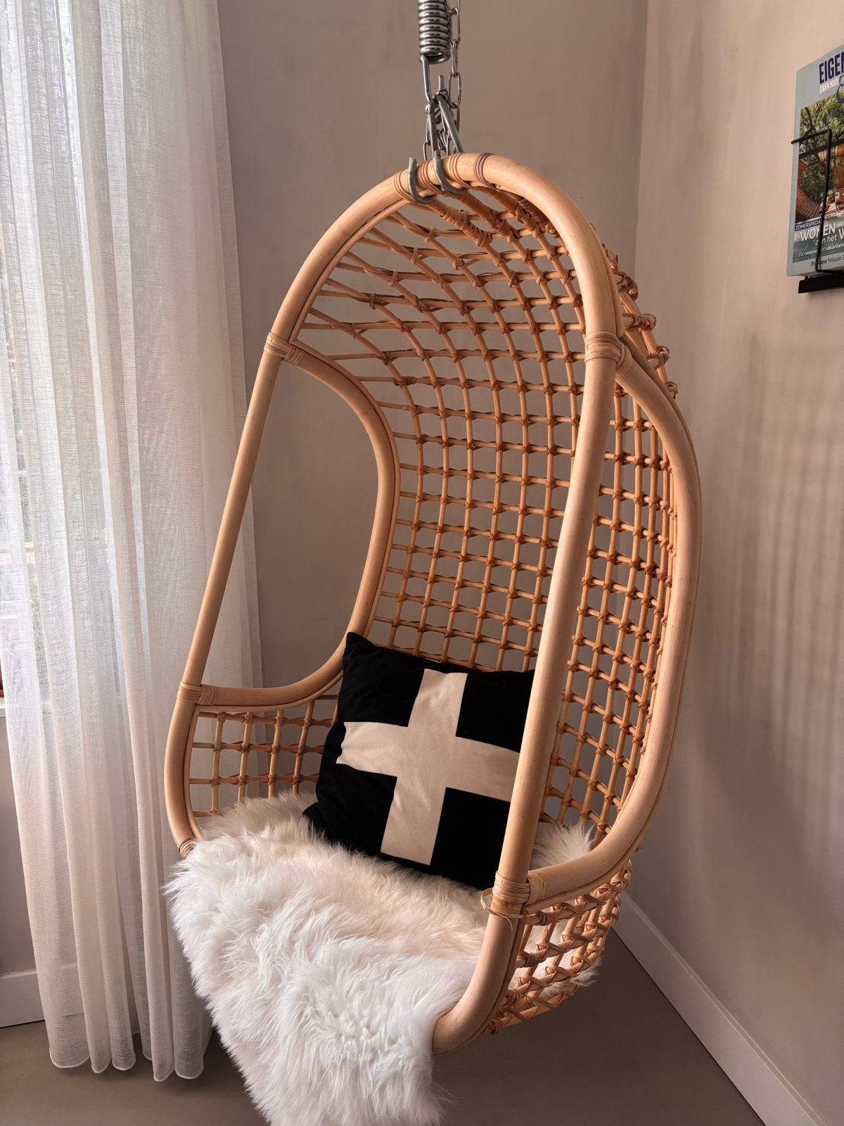 HK Living Hangstoel - Zo goed als nieuw, Huis en Inrichting, Stoelen, Zo goed als nieuw, Eén, Riet of Rotan, Overige kleuren, Ophalen