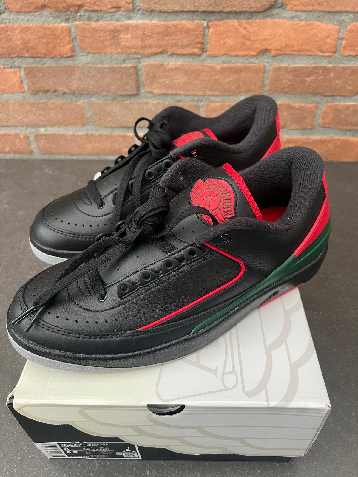 Nike Air Jordan 2 Retro Low - Zwart/Rood/Groen, Zwart, Nieuw, Ophalen of Verzenden, Sneakers of Gympen