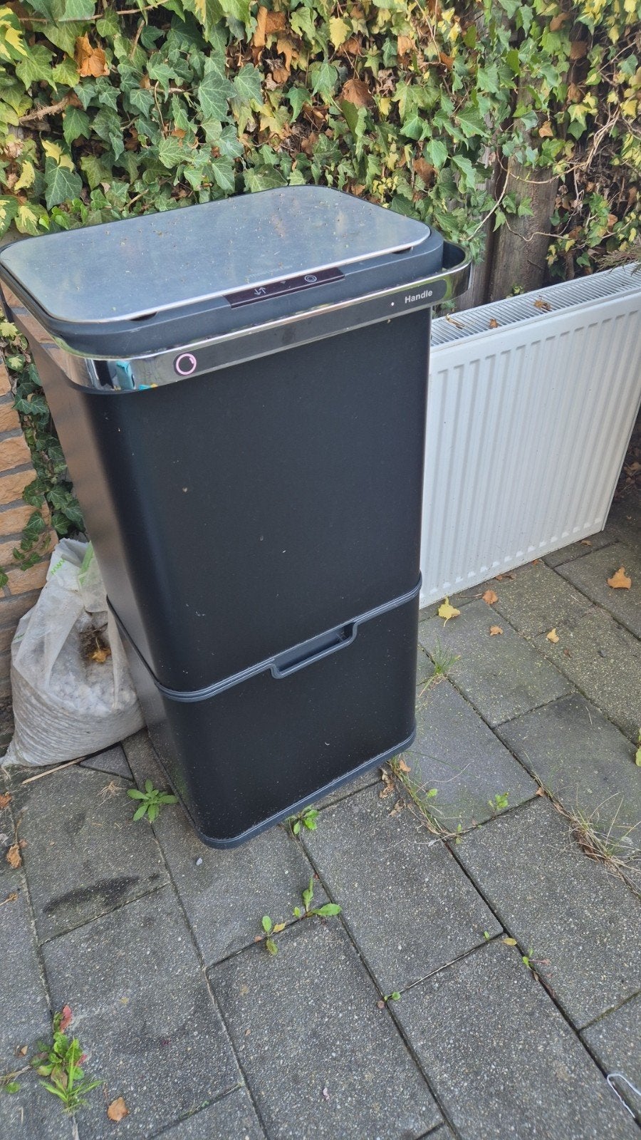 Prullenbak met sensor en twee compartimenten, 40 liter of meer, Ophalen, Gebruikt, Rvs