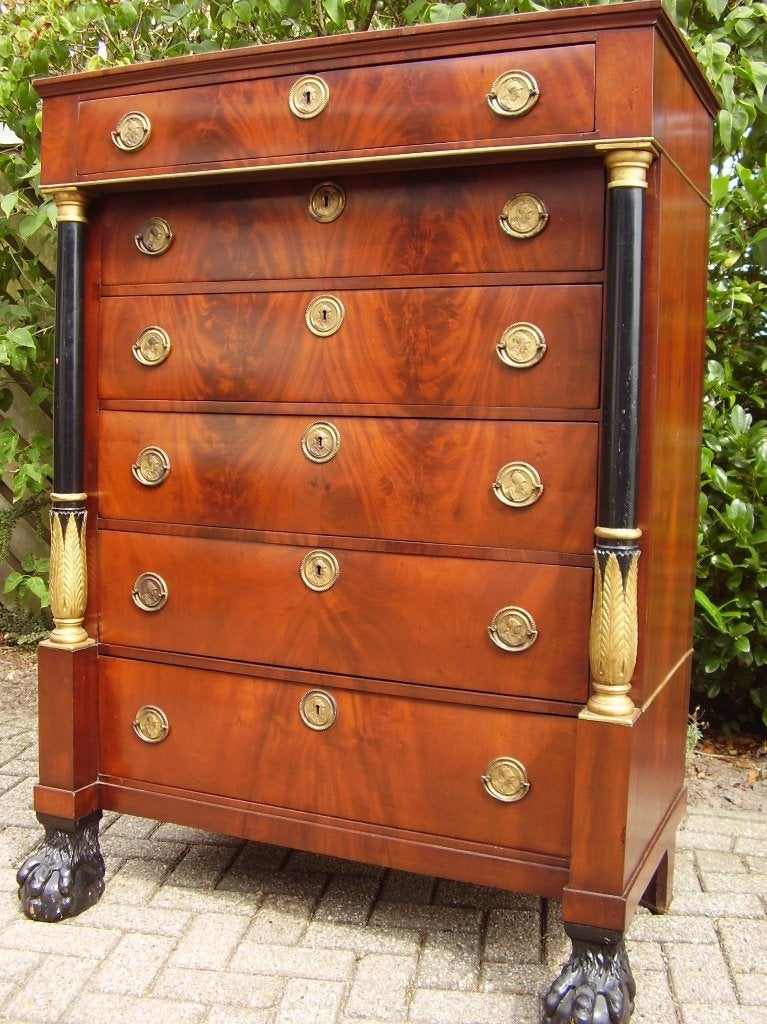 UNIEKE mahonie empire chiffoniere ladenkast, Antiek en Kunst, Antiek | Meubels | Kasten, Ophalen