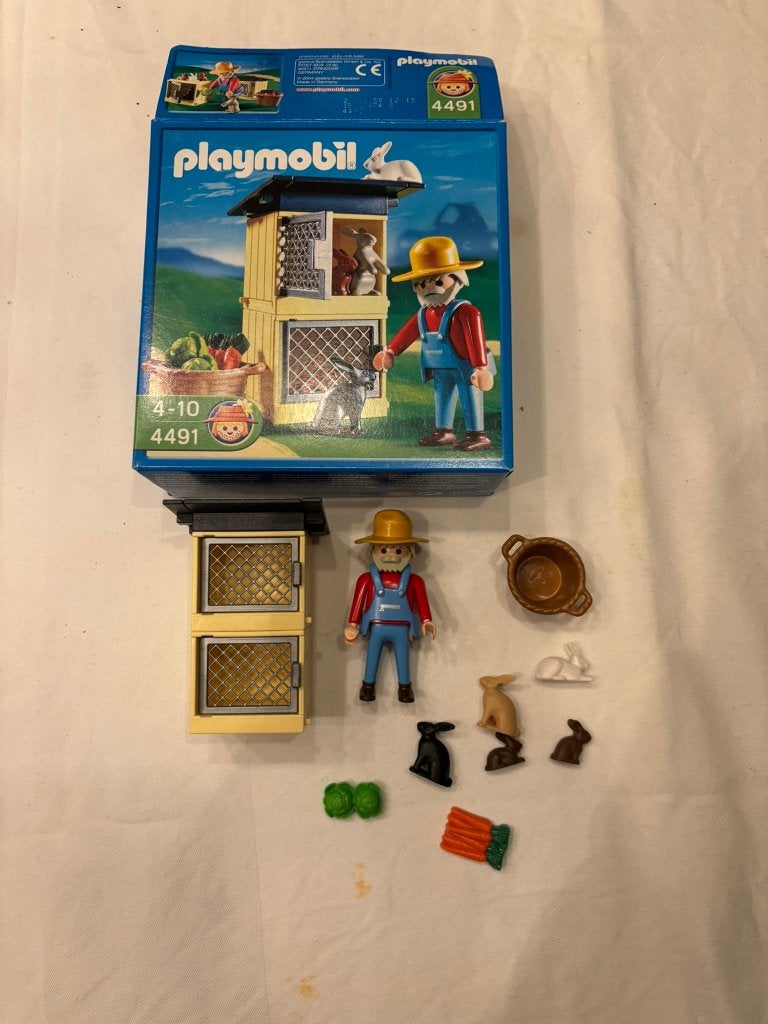 Playmobil 4491 konijnenhok met boer nette staat!, Complete set, Ophalen of Verzenden, Zo goed als nieuw, Figuren