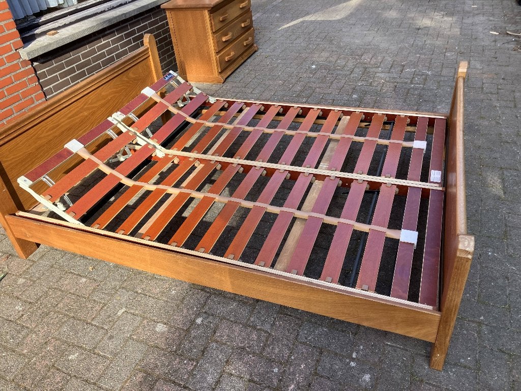 prachtig eiken bed, Ophalen, Zo goed als nieuw, Tweepersoons, Hout