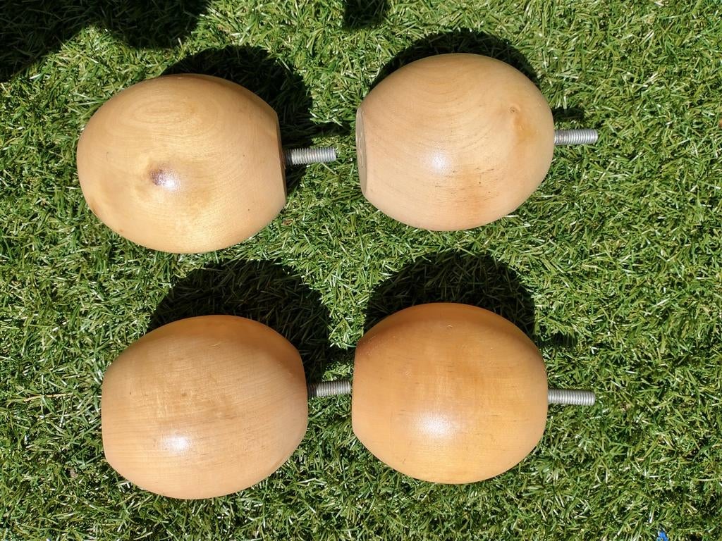 Bank / stoel poten, 4 stuks, rond 8 cm en 9 cm hoog, Ophalen of Verzenden, Gebruikt
