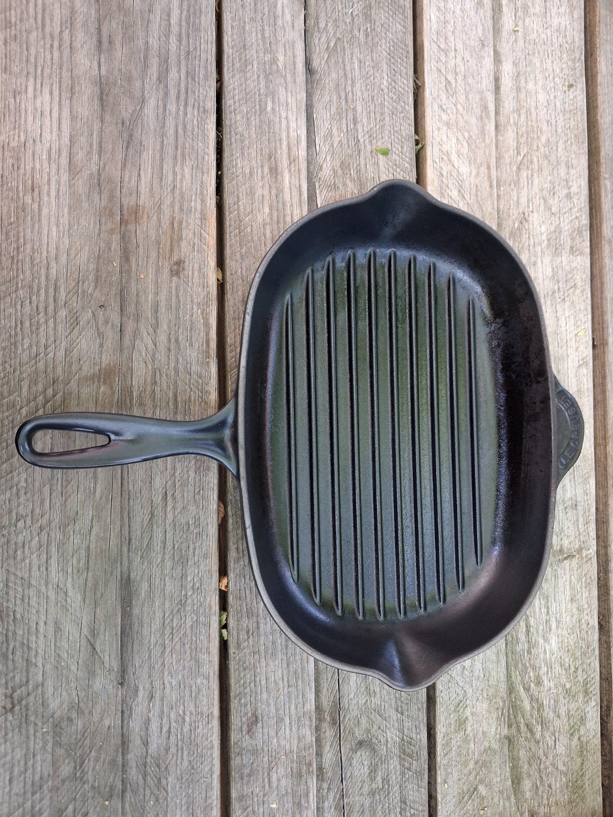 Le Creuset gietijzeren Skillet - grilpan 32 cm, Ophalen of Verzenden, Gebruikt, Gietijzer, Le Creuset