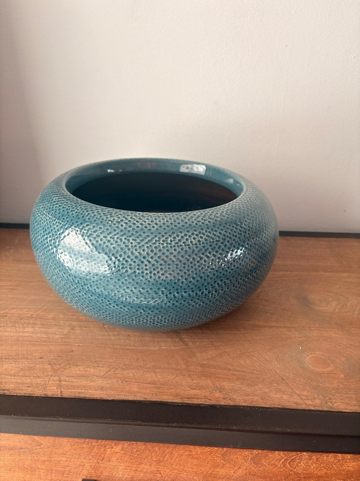 Mooie turquoise bloempot / plantenbak, Ophalen, Blauw, Zo goed als nieuw, Modern