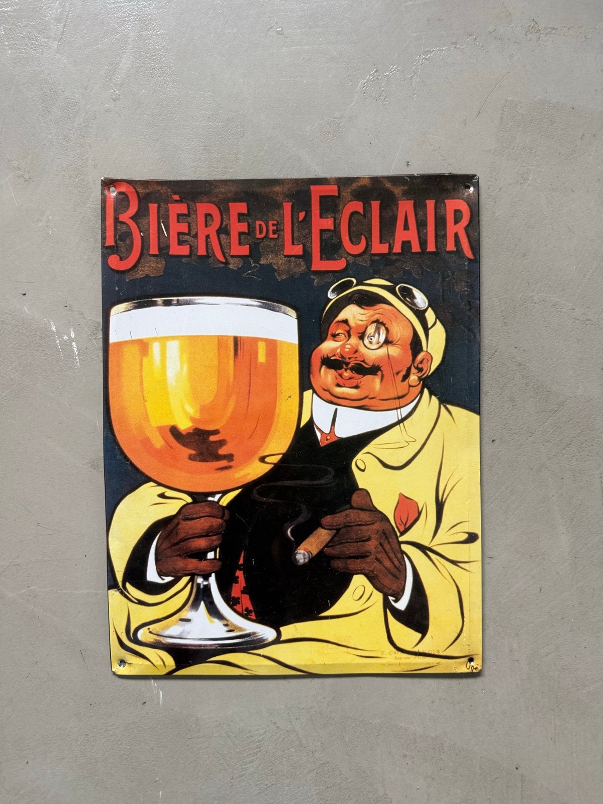 Vintage Biere de l'Eclair reclamebord, Ophalen