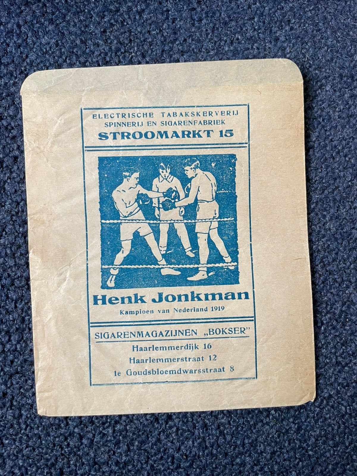 Papieren zakje Sigarenmagazijnen Bokser 1933/1934, Verzamelen, Ophalen of Verzenden, Gebruikt, Tabaksdoos of Verpakking