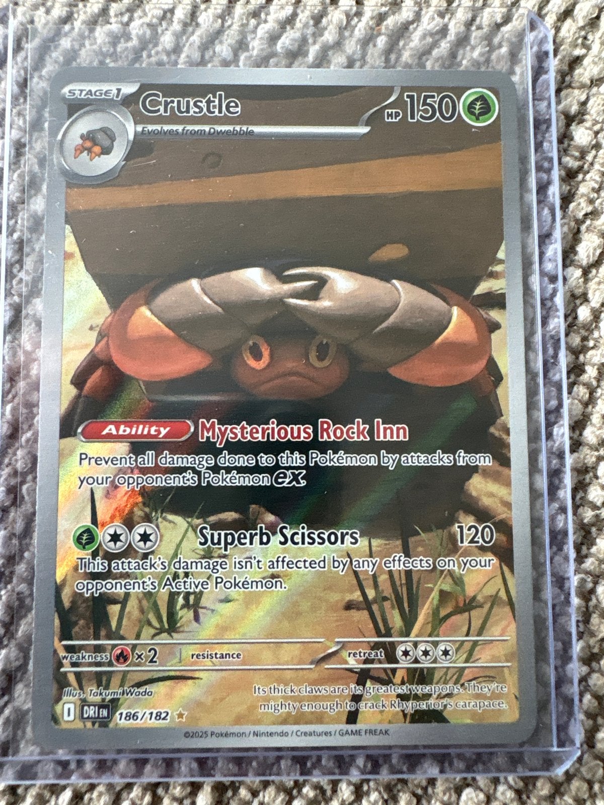 Crustle 186/182 - Pokémon Kaart - DRI EN, Ophalen of Verzenden, Zo goed als nieuw, Losse kaart