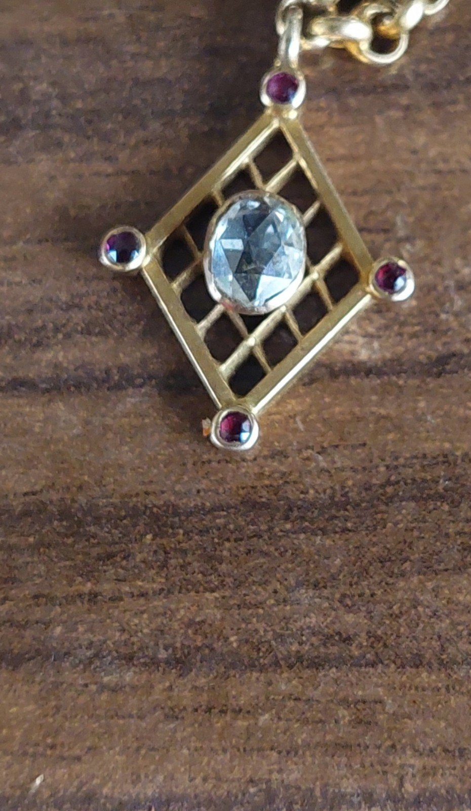 gouden hanger met  rose cut 1 karaat diamant, Ophalen of Verzenden, Goud, Goud