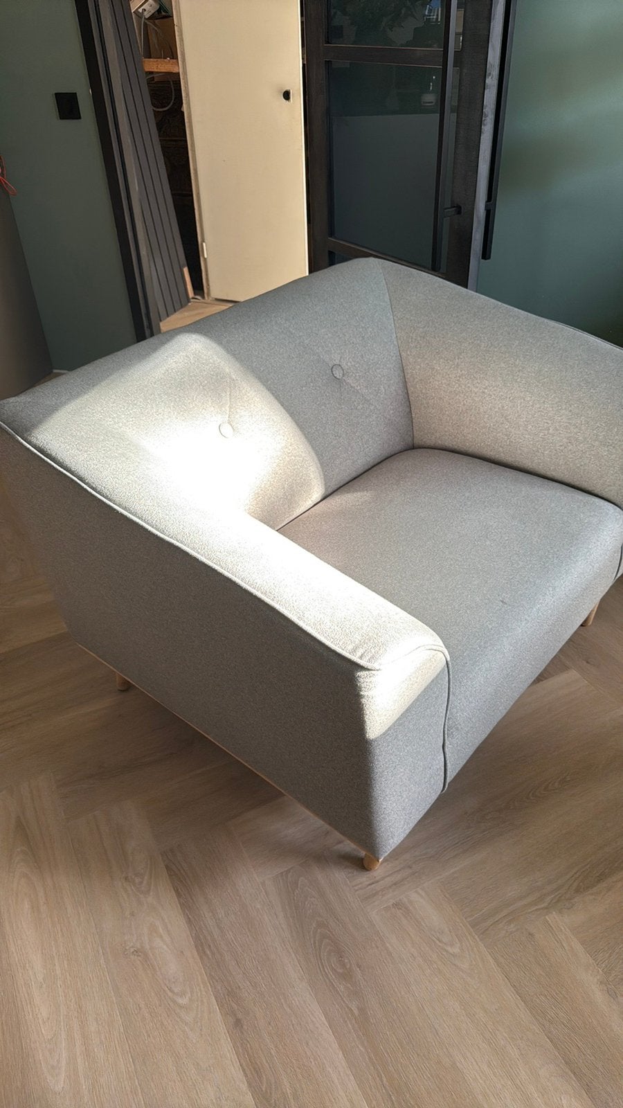 Grijze fauteuile, Ophalen, Eenpersoons, 75 tot 100 cm, Zo goed als nieuw