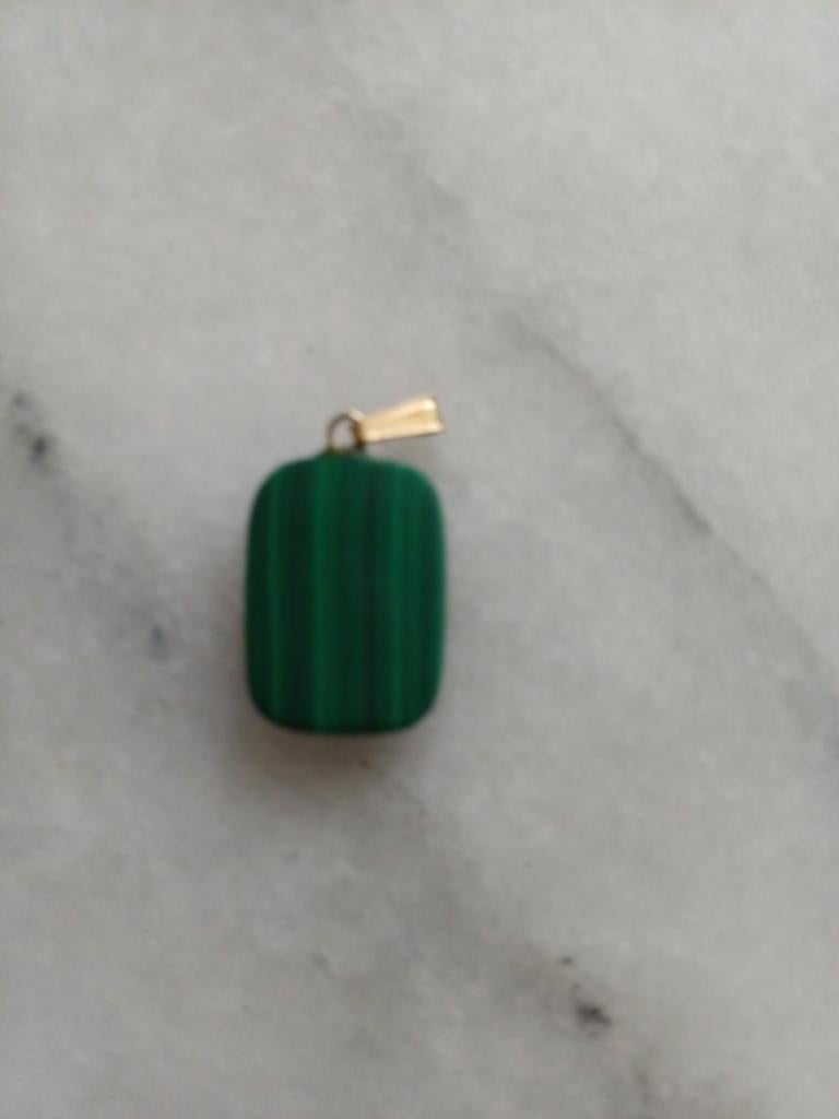 Malachiet hanger met Davidster, deels 14k goud, Gebruikt, Ophalen of Verzenden, Groen, Goud