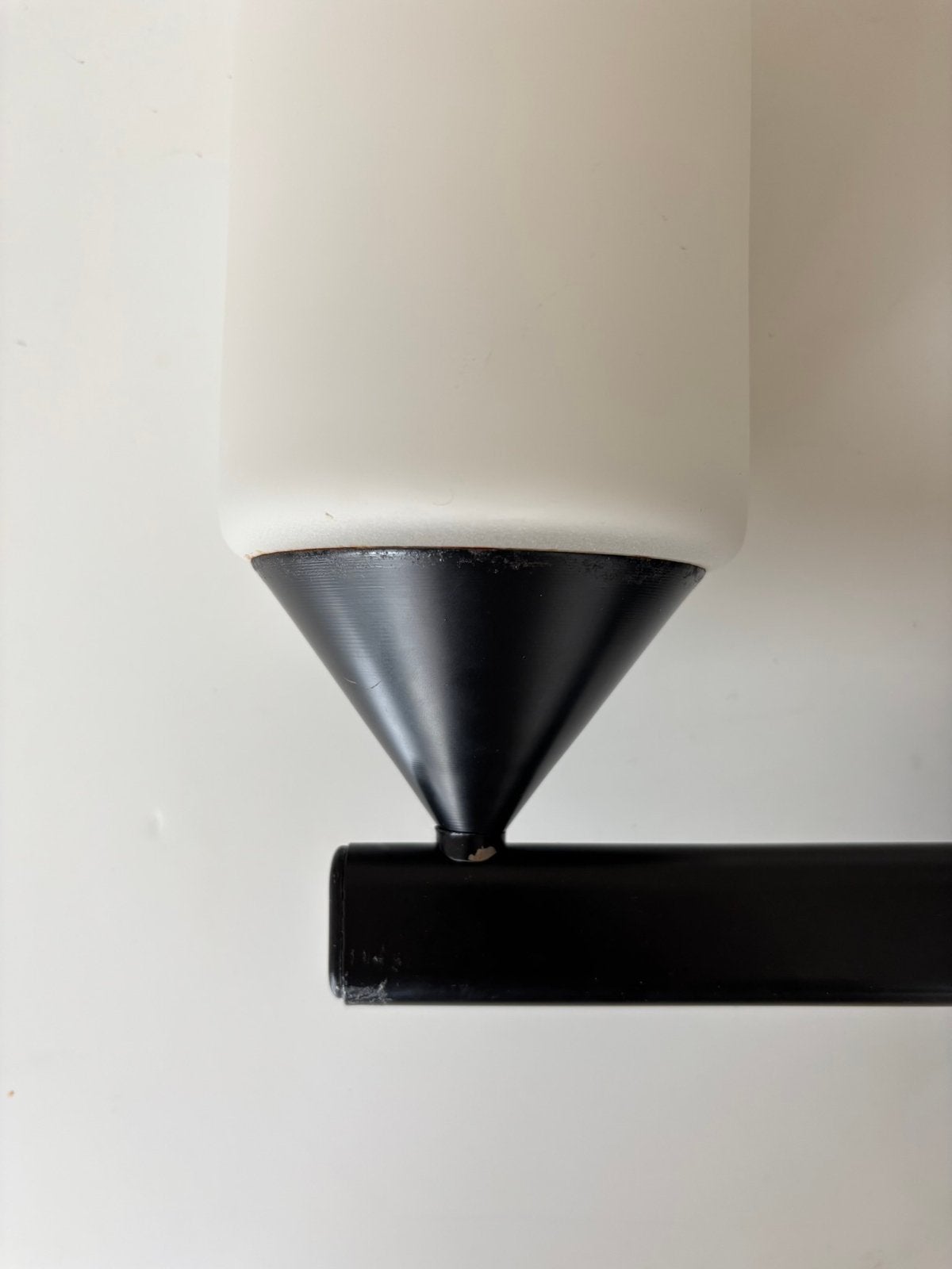 Mooie vintage wandlamp, glas en metaal, jaren 60/70, Gebruikt, -, Zwart, -
