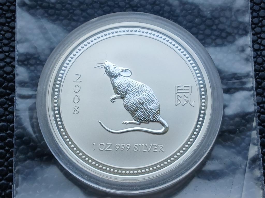 2008 Lunar 1 Mouse 1 oz zilver, Ophalen of Verzenden, Zilver