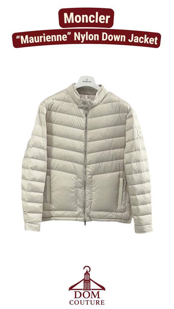 Moncler "Maurienne" Nylon Down Jacket Lichte Jas Beige, Ophalen of Verzenden, Beige