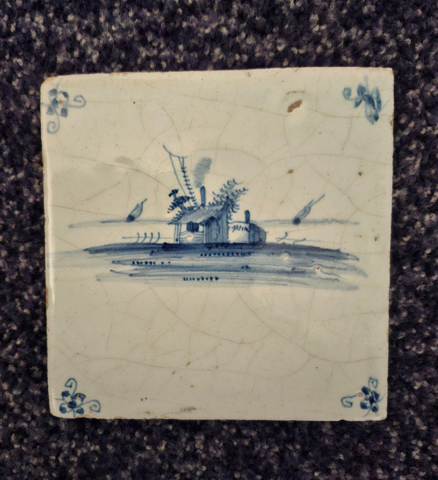 Antieke Delfts Blauwe Tegels - Set van 2, Ophalen of Verzenden