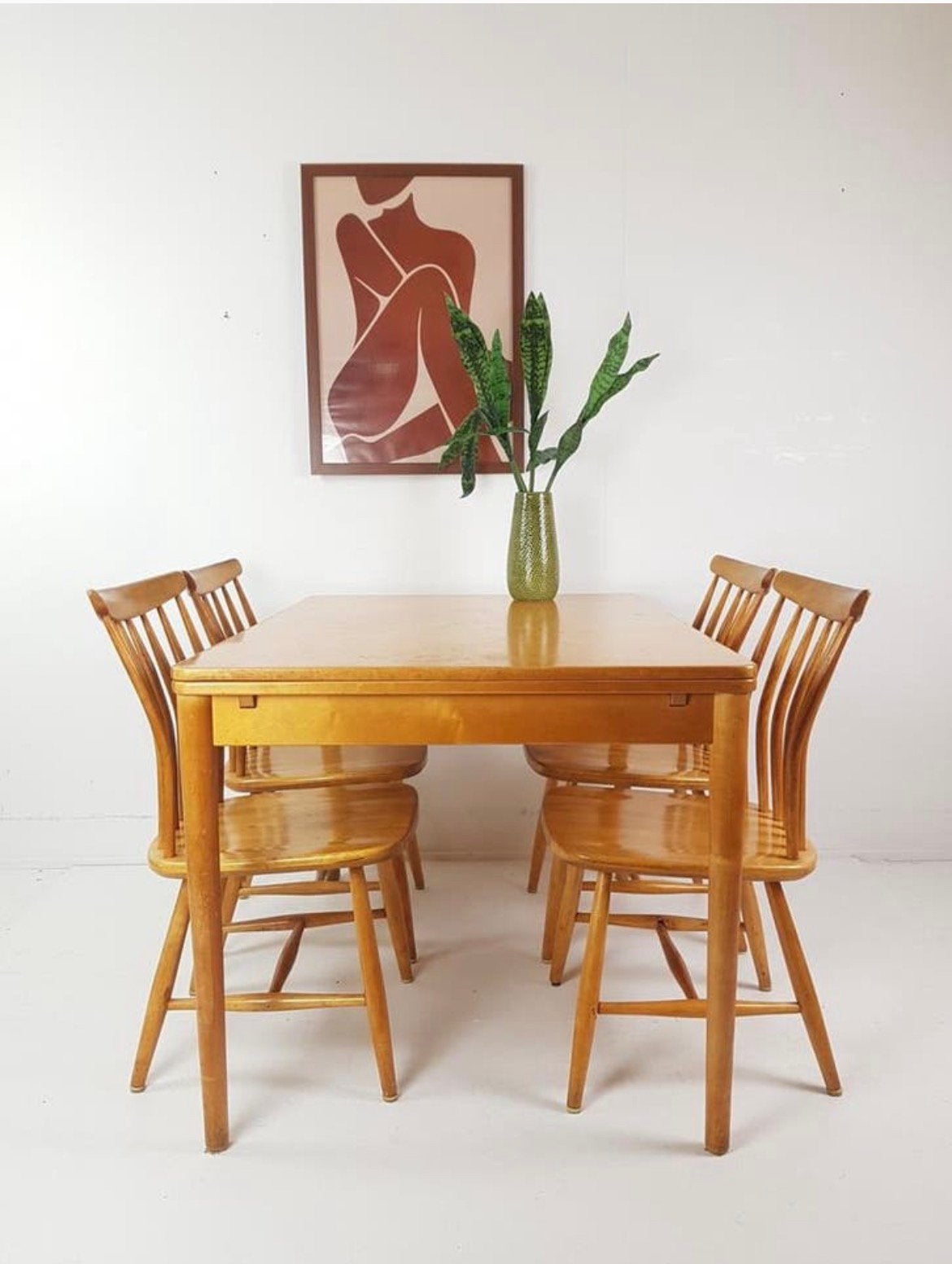Vintage eettafel en stoelen Zweeds Åkerblom en Eklof berken, -, -, Ophalen of Verzenden, Zo goed als nieuw